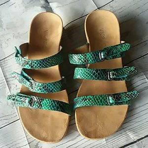 Vionic Turquoise Sandals Wedge heal Adjustable